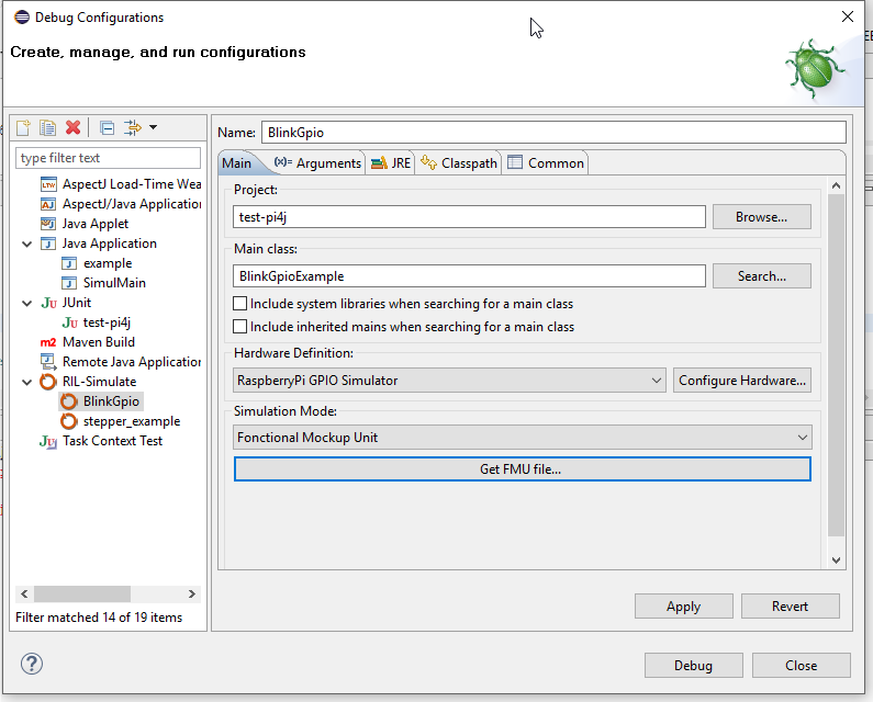 Debug Config FMU